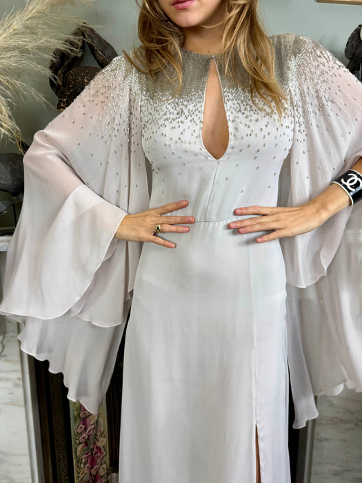 Amanda Wakely, grey Goddess beaded gown