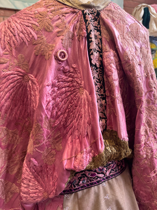 Tula, hand dyed 18th century embroidered jacket with Broderie Anglaise