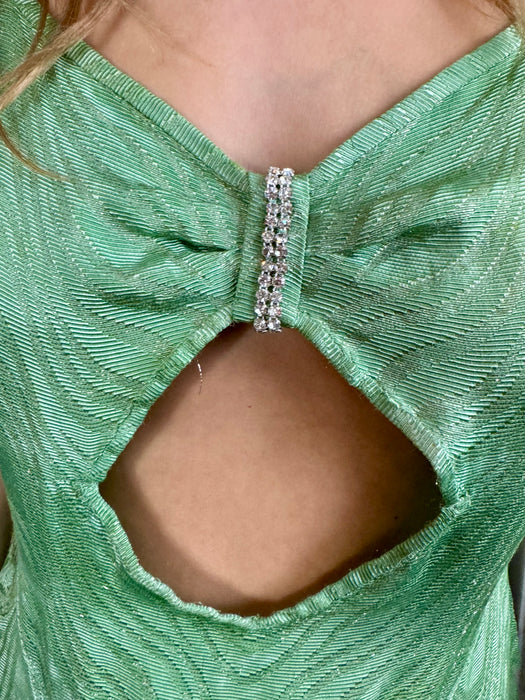 Georgie, 30s green lamé dress