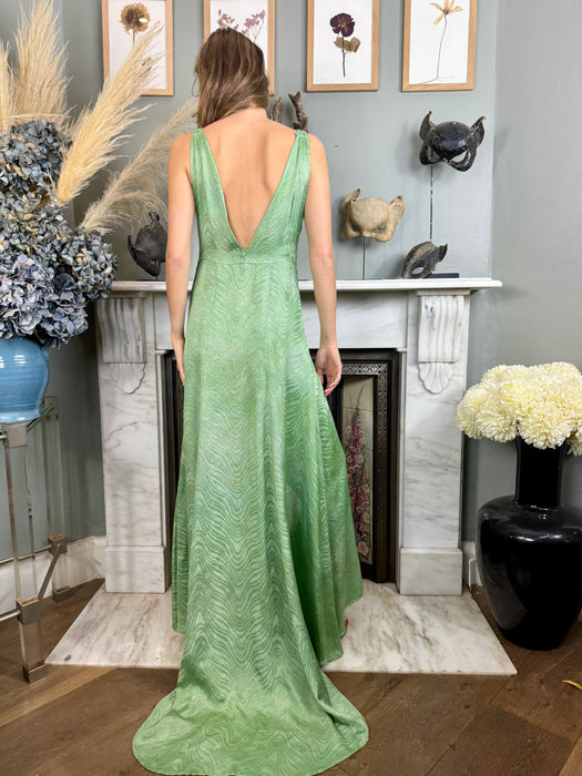 Georgie, 30s green lamé dress