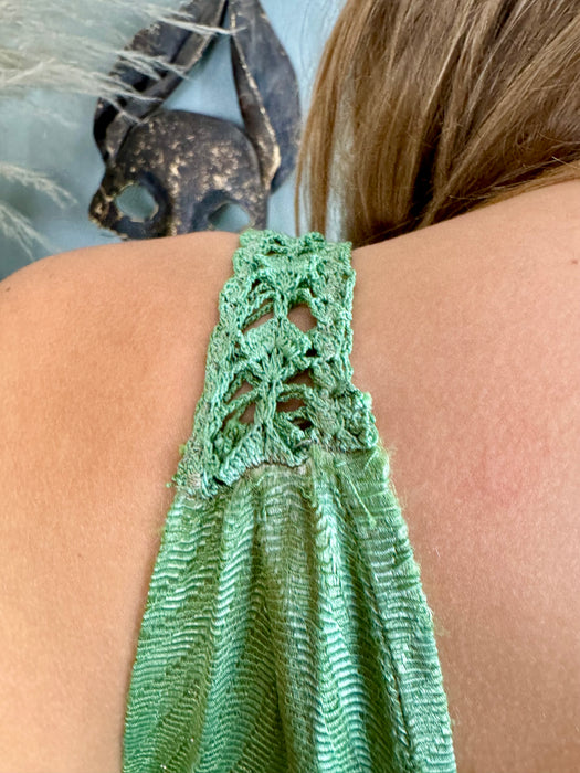 Georgie, 30s green lamé dress