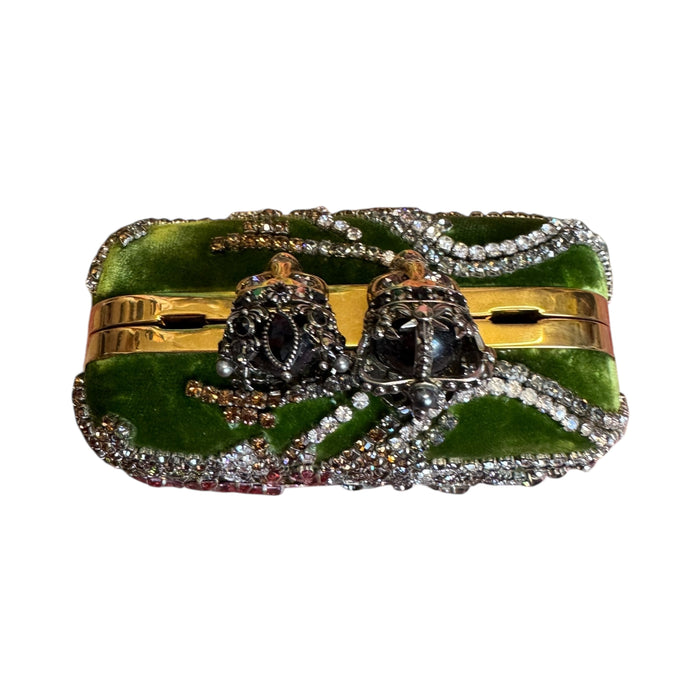 Alexander McQueen, velvet embroidered skull beaded bag