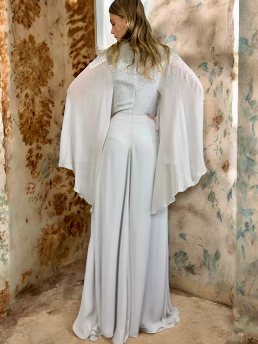 Amanda Wakely, grey Goddess beaded gown