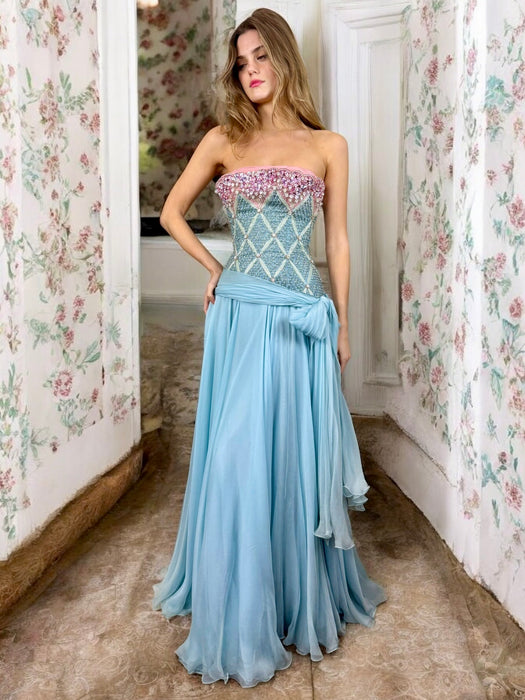 Eloise, couture 60s beaded chiffon dress