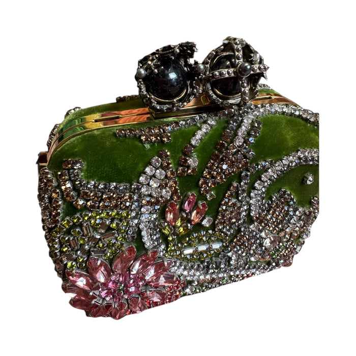 Alexander McQueen, velvet embroidered skull beaded bag