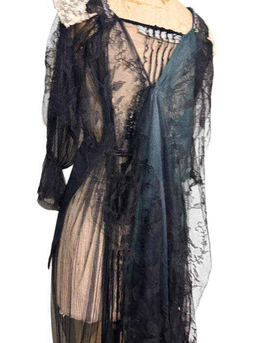 Lora, reworked 20s black silk tulle, lace and garter dress