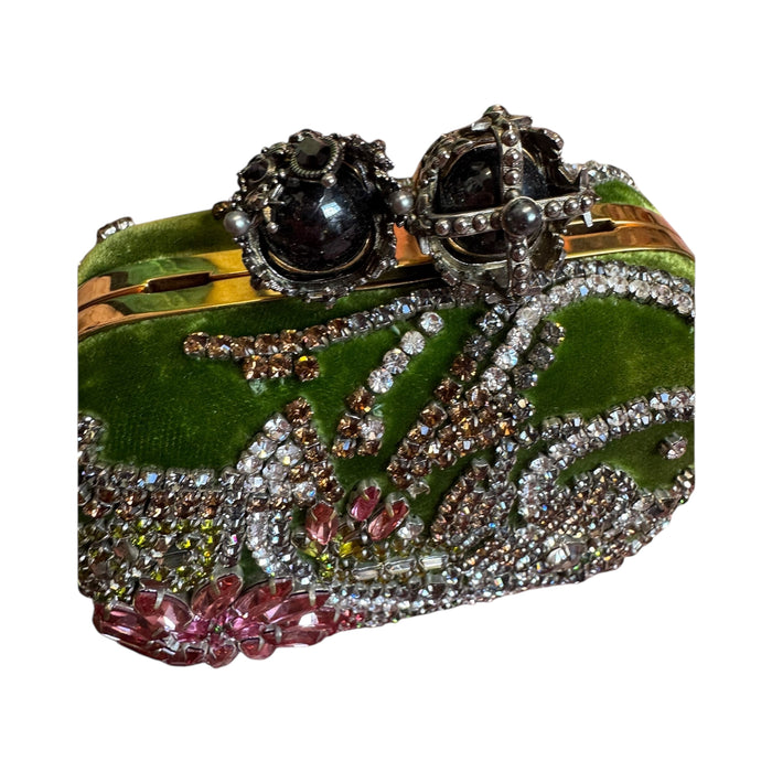 Alexander McQueen, velvet embroidered skull beaded bag