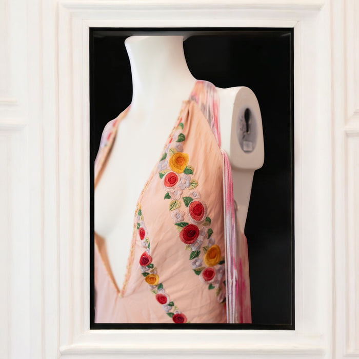 Pharaoh, 40s embroidered floral silk long fringed dress