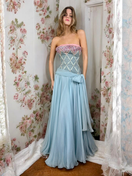 Eloise, couture 60s beaded chiffon dress