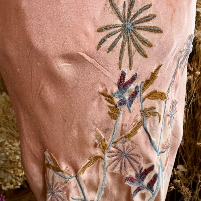 Klay, 20s silk and lace bias cut hand dyed in ombré hues and embroidered dress