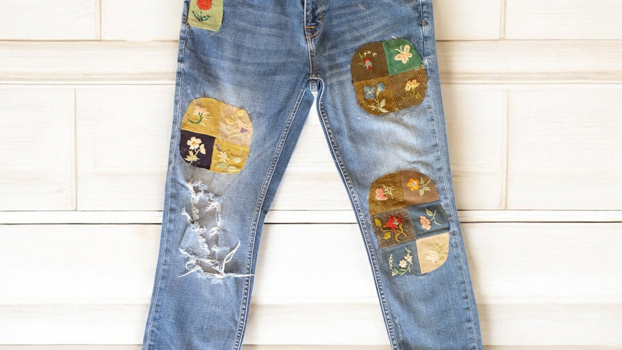 OV Denim, reworked 70s distressed jeans