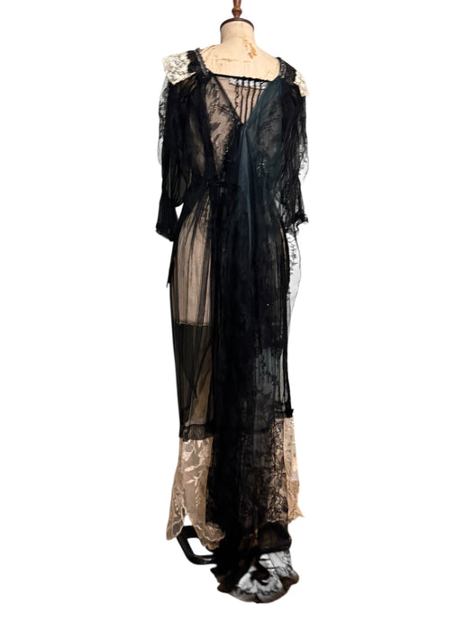 Lora, reworked 20s black silk tulle, lace and garter dress