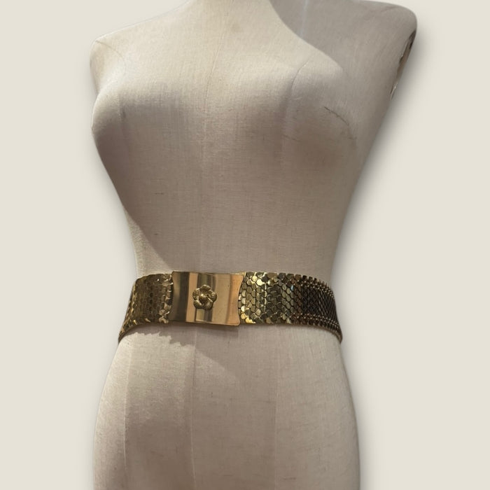 Voss, 70s fishscale elastic gold belt