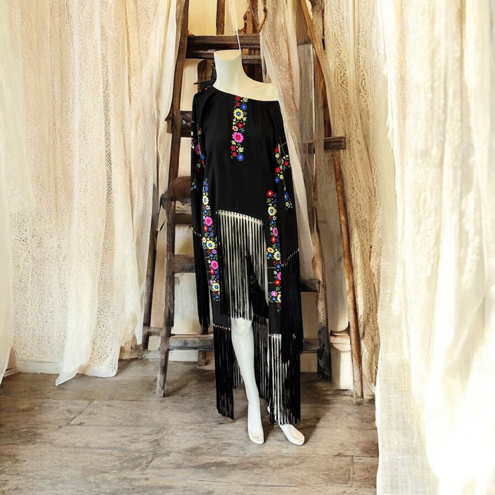 Laila, reworked 20s embroidered fringed tunic