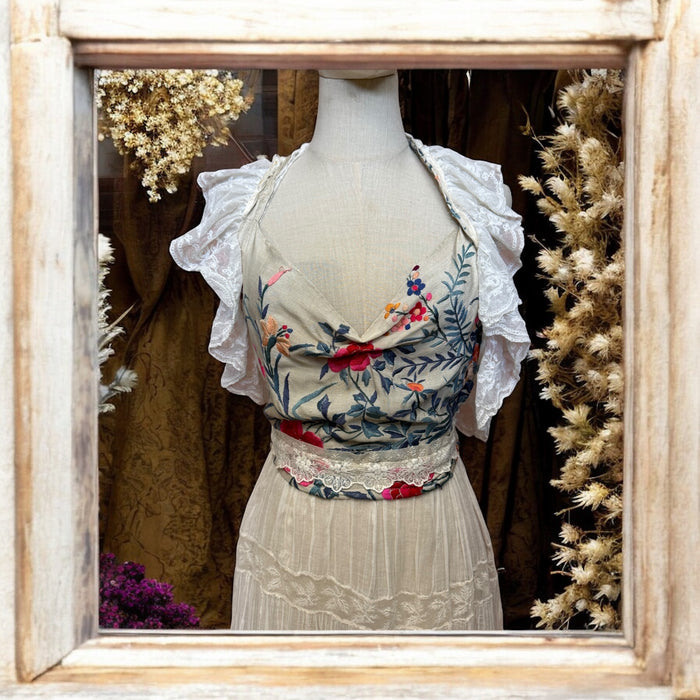 Mary, reworked floral and Victorian cotton and lace dress