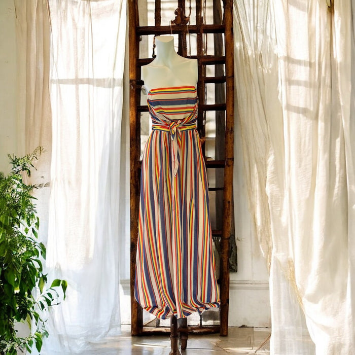 Tori, 40s striped silk long bustier dress