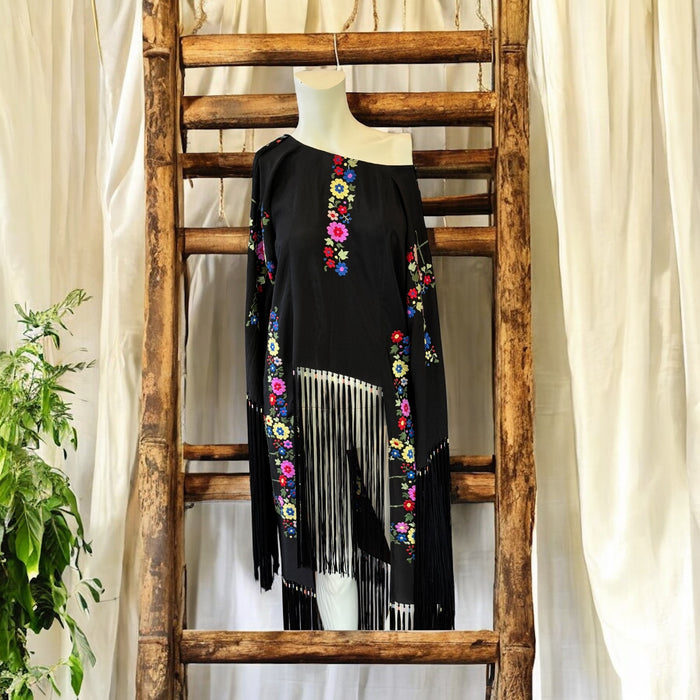 Laila, reworked 20s embroidered fringed tunic
