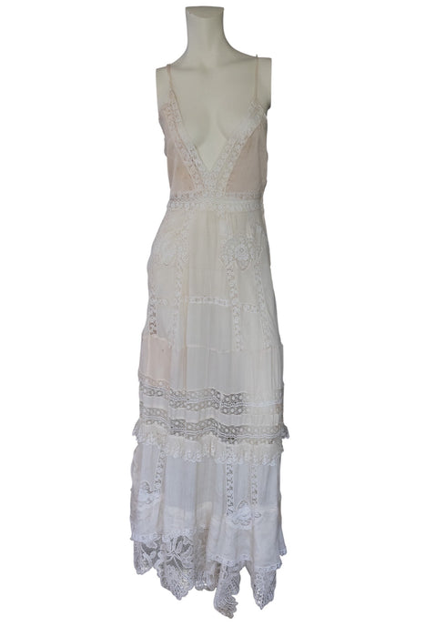 Yuri, reworked 20s cream silk and lace scalloped dress