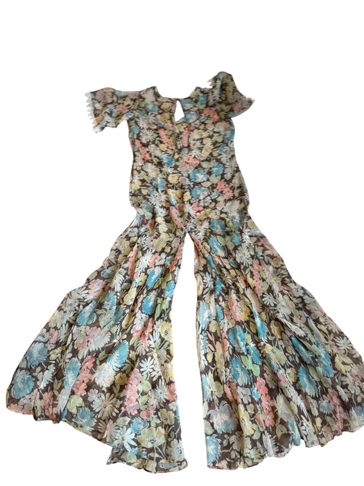 Georgie, reworked 30s floral chiffon flair jumpsuit