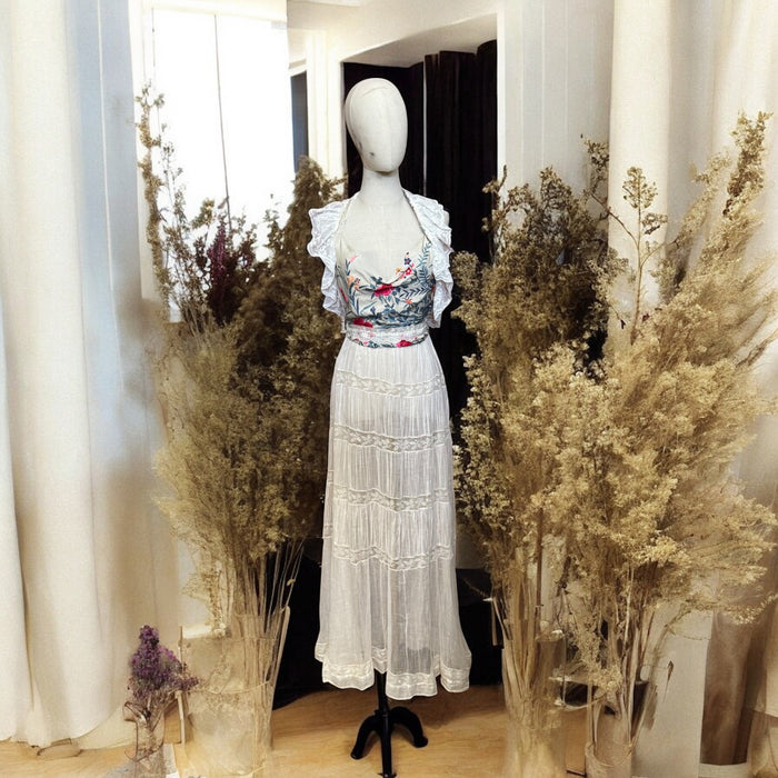 Mary, reworked floral and Victorian cotton and lace dress