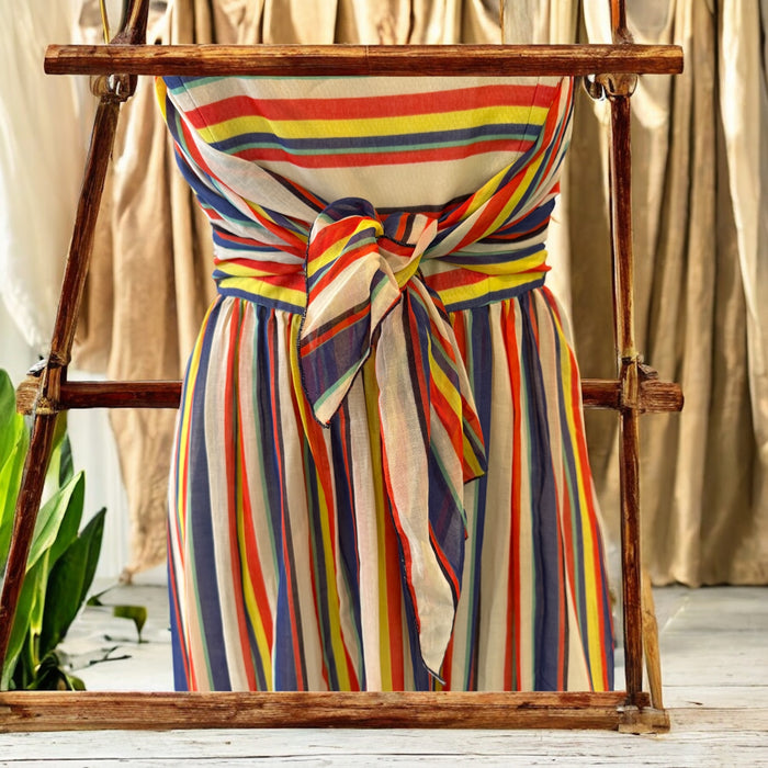 Tori, 40s striped silk long bustier dress