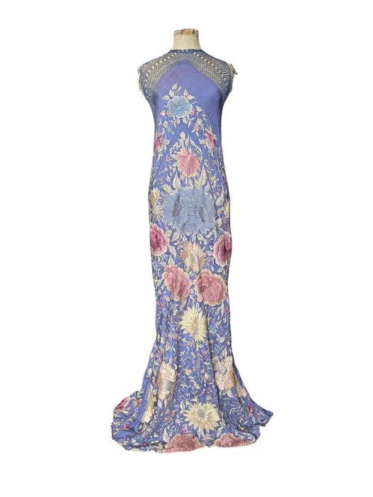 Mina, reworked floral embroidered long piano shawl gown