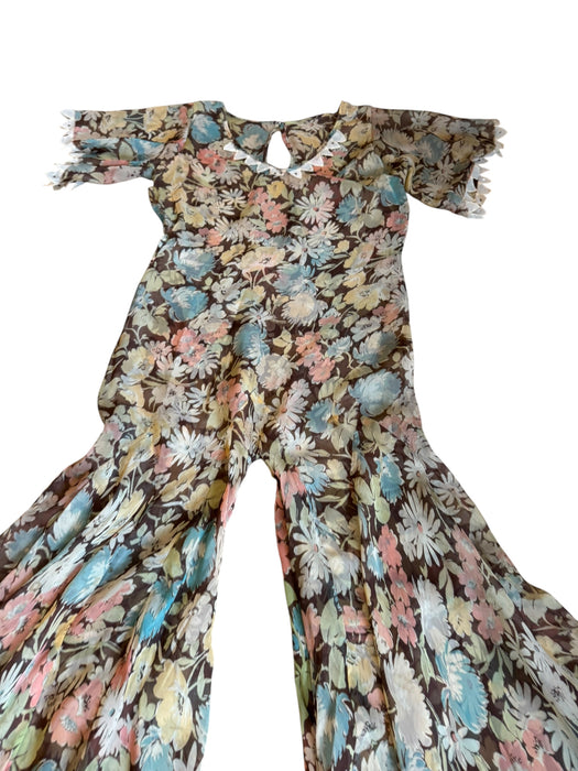 Georgie, reworked 30s floral chiffon flair jumpsuit