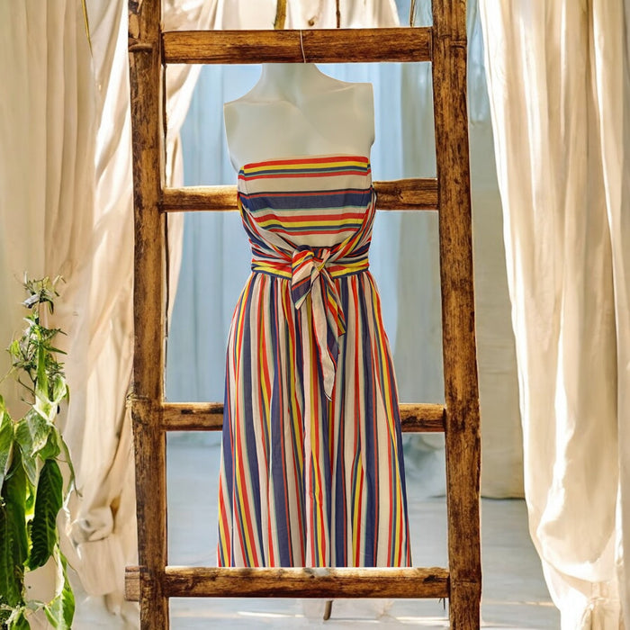 Tori, 40s striped silk long bustier dress
