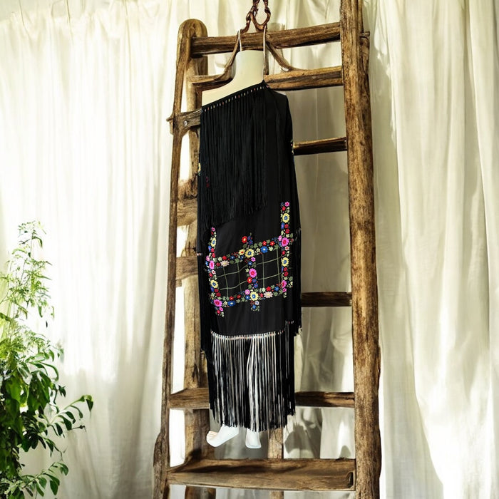 Laila, reworked 20s embroidered fringed tunic