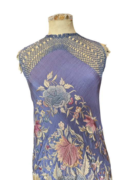 Mina, reworked floral embroidered long piano shawl gown