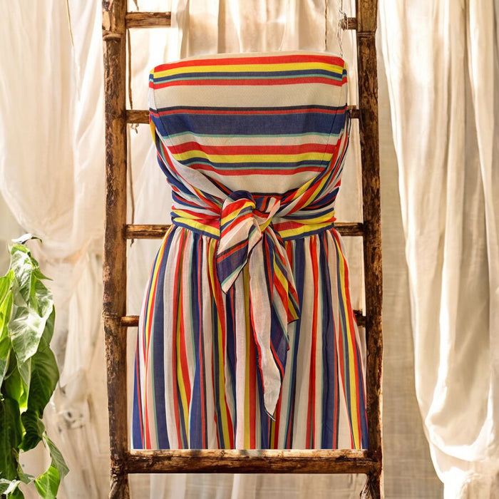 Tori, 40s striped silk long bustier dress