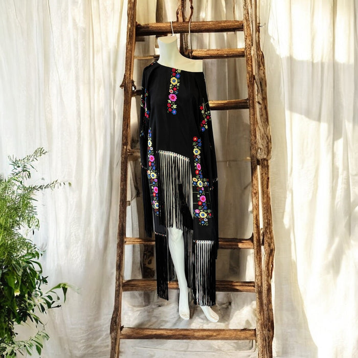 Laila, reworked 20s embroidered fringed tunic