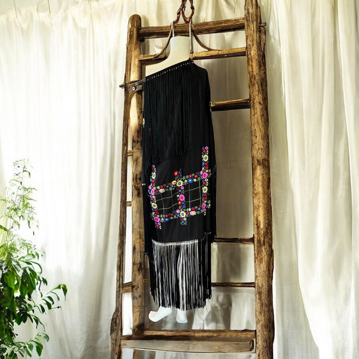 Laila, reworked 20s embroidered fringed tunic