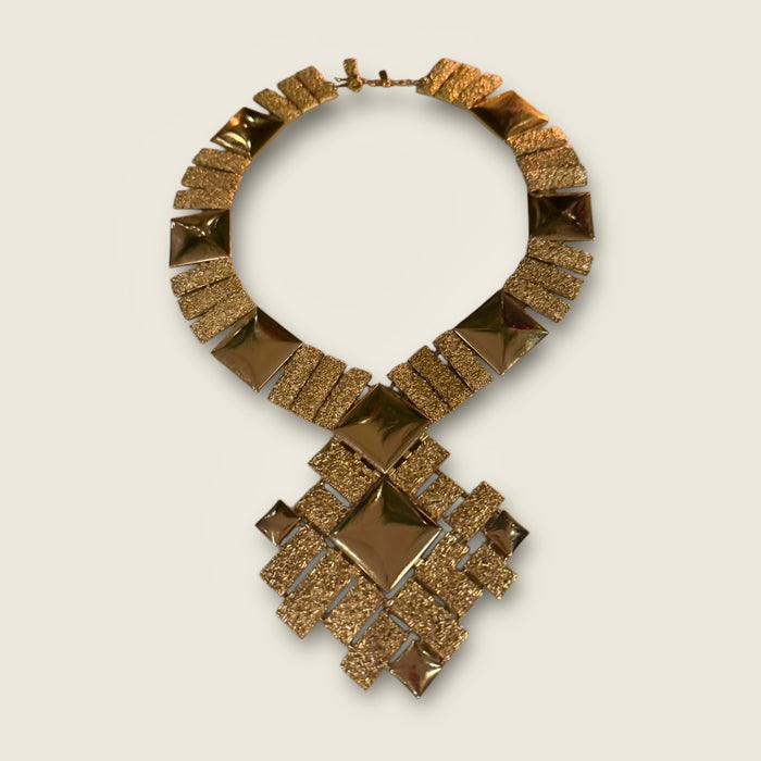 Monet, signed 60s gold articulated necklace