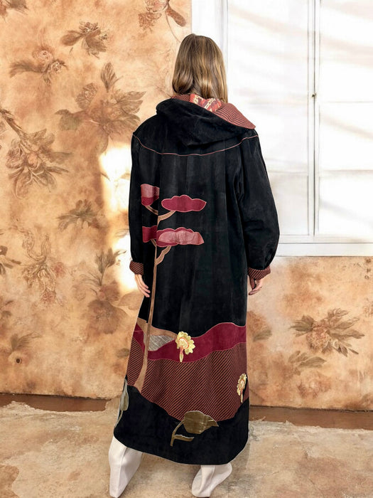 Pandora, 70s black suede patchwork coat