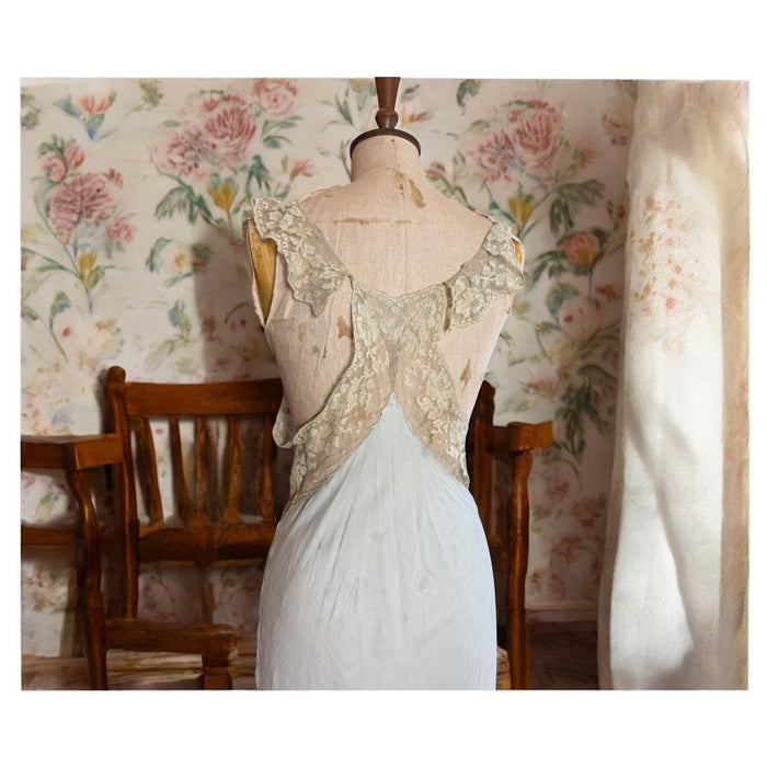 Flora, 20s silk and lace bias cut dress hand dyed in ombré