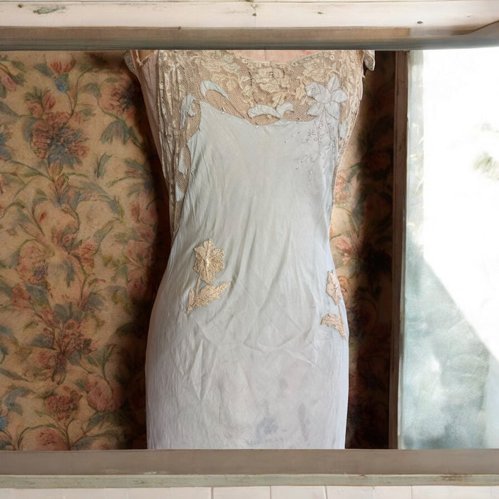 Flora, 20s silk and lace bias cut dress hand dyed in ombré