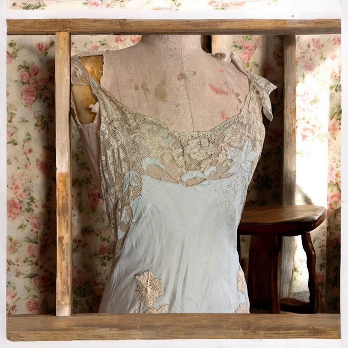 Flora, 20s silk and lace bias cut dress hand dyed in ombré