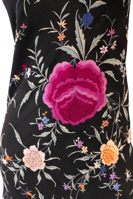 Paris, reworked 40s embroidered floral fringed shawl dress