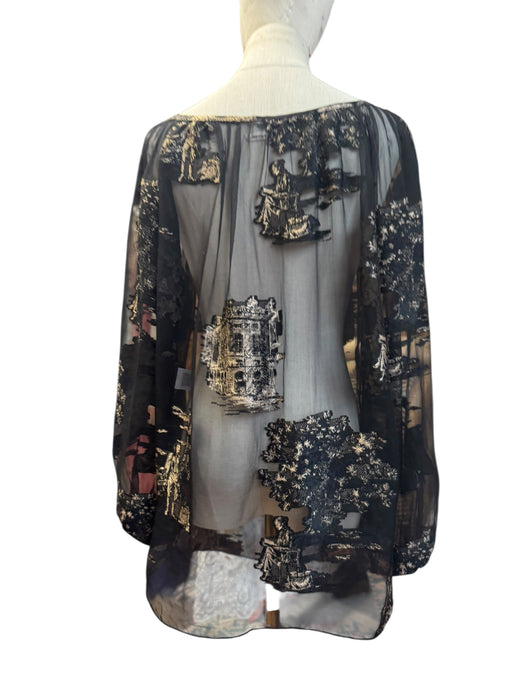 Hermés, 90s silk print jacquard blouse