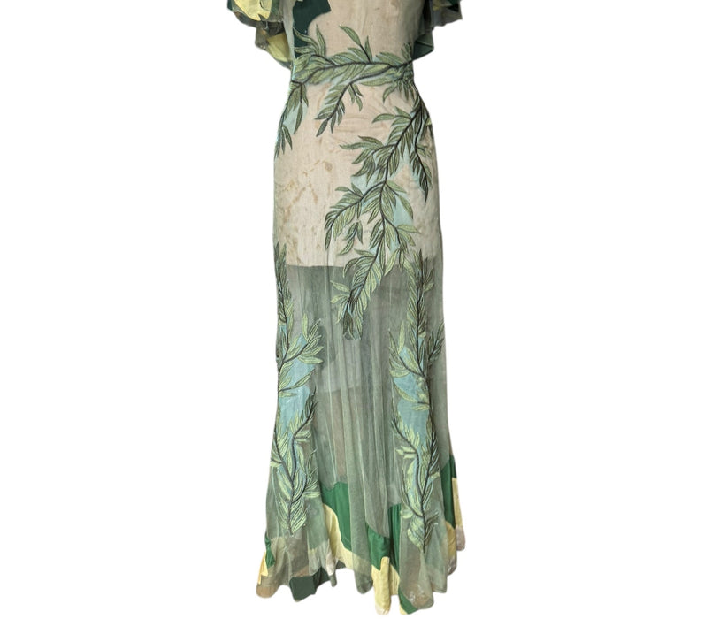 Borgia, reworked 30s silk net and leaf embroidered dress