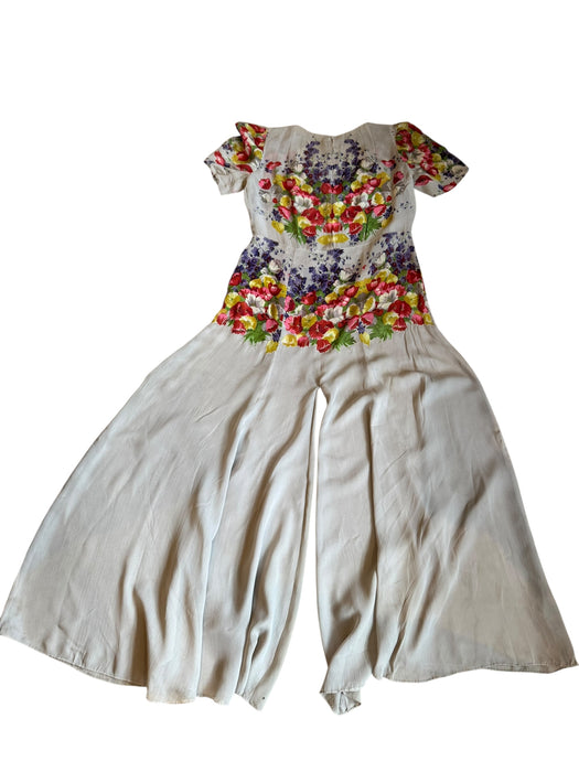 Sonia, reworked 30s silk floral flaired jumpsuit