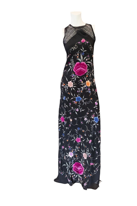 Paris, reworked 40s embroidered floral fringed shawl dress