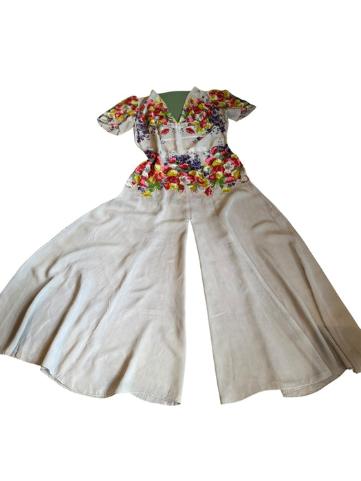 Sonia, reworked 30s silk floral flaired jumpsuit