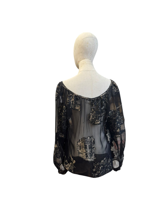 Hermés, 90s silk print jacquard blouse
