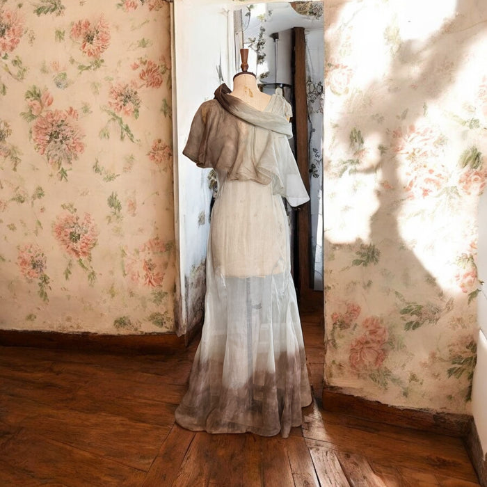 Seraphine, 30s organza dip dyed dress and cape
