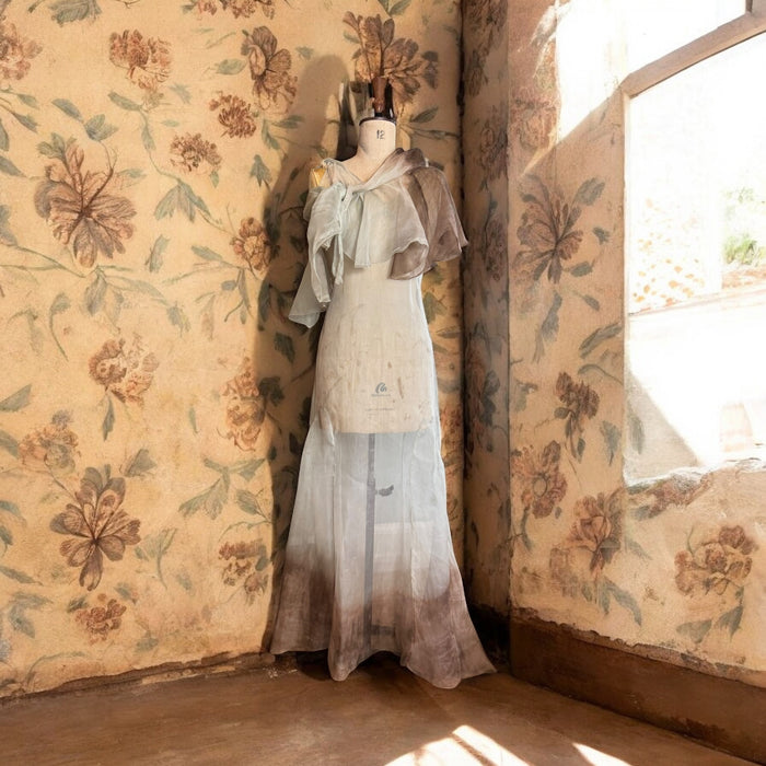 Seraphine, 30s organza dip dyed dress and cape