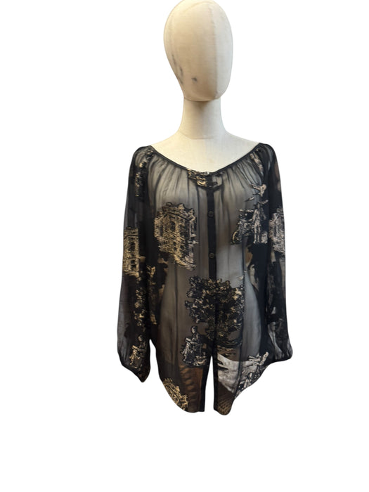 Hermés, 90s silk print jacquard blouse