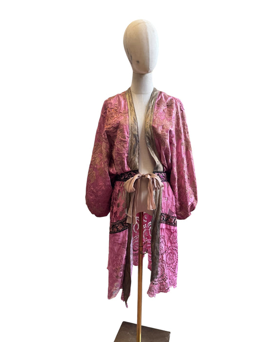 Tula, hand dyed 18th century embroidered jacket with Broderie Anglaise