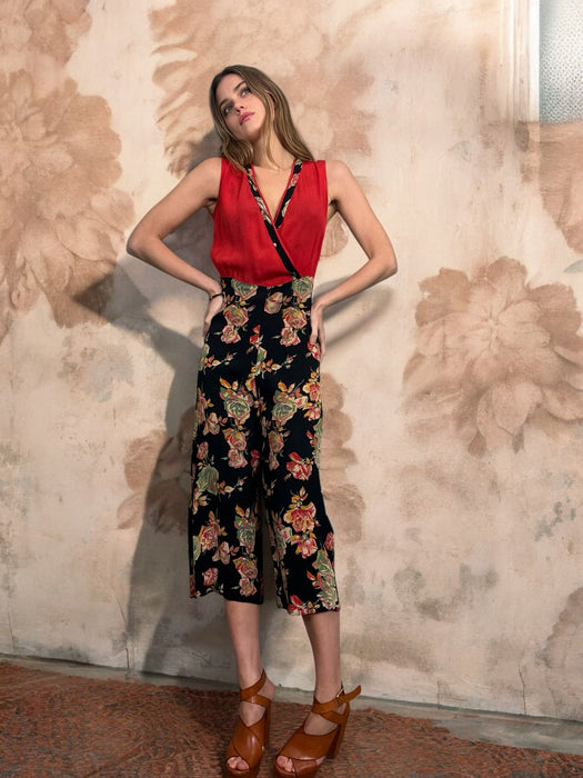 Clyde, 30s sik floral jumpsuit and jacket